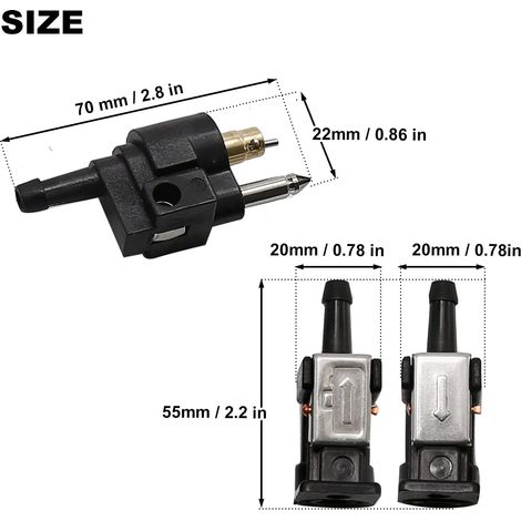 Lot de 3 raccords de tuyau de réservoir de carburant 6 mm femelle mâle 6 mm 6Y1-24305-06 / 6G1-24304-10 pour moteur hors-bord Yamaha (1/4)