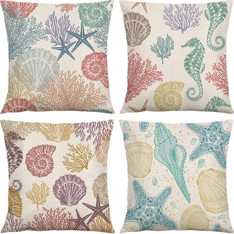 4er-Set Kissenbezüge mit Meeresschildkrötenmotiv, 45 x 45 cm, dekorative Kissenbezüge für Wohnzimmer, Sofa, Schlafzimmer, Bettwäsche (1/5)