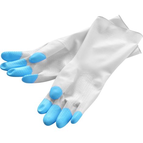 Gants de ménage en PVC - Bleu, antidérapants, imperméables, taille unique, pour vaisselle et nettoyage (1/5)
