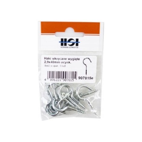 Ganchos roscados, curvados, galvanizados, 2,9 x 40 mm, 11 unidades. HSI (1/5)