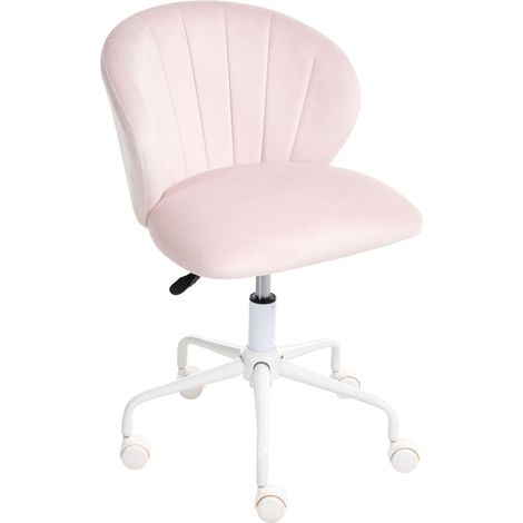 Desk Chair Office Swivel Pastel Pink Velvet Height Adjustable CHEERFUL (1/5)