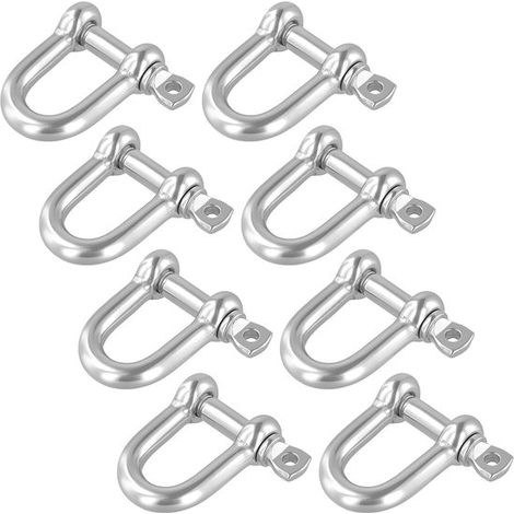 10 cierres en D, cierres de anilla en D de acero inoxidable color plata para cadenas y cuerdas. (1/4)