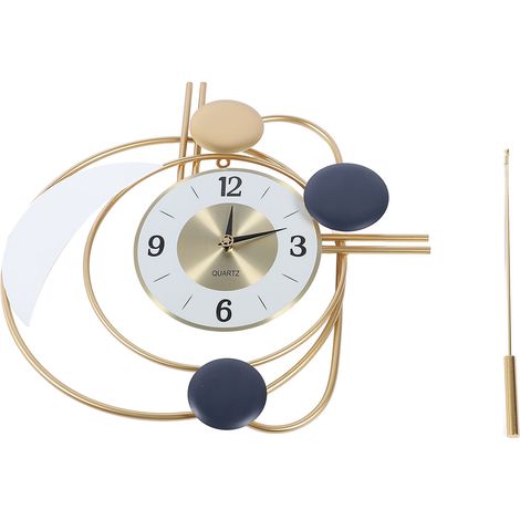 Horloge Murale Décorative Pendule Oscillant Or Acier Inoxydable Silencieuse Moderne Grand Format Salon Design Élégant 71cm (1/5)
