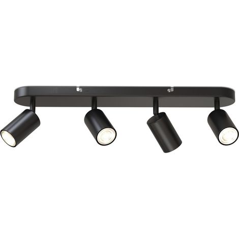 Deckenlampe schwenkbar, GU10 Fassung, max. 5 Watt, Deckenleuchte, Wohnzimmerlampe, Schlafzimmerlampe, Küchenlampe, Deckenstrahler, 55x6x9 cm, Schwarz