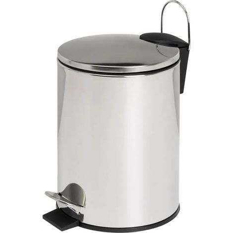 Poubelle de salle de bain avec couvercle en acier inoxydable coloris chromé - diamètre 21 x Hauteur 26 cm (1/5)