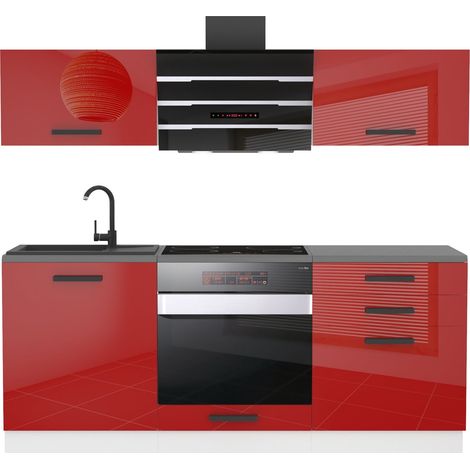Belini Cuisine Equipee Complete Sophia Muebles de Cuisine Complets - 180 cm. Cuisine Complete sans Plan de Travail, Rouge très Brillant (1/3)