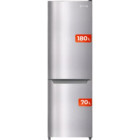 Frigorífico Combi No Frost 180 cm inox EVVO F52 , Motor Inverter, Sistema de Enfriamiento Multi Air Flow, Luz LED Interior, Smart ECO, Fast Cooling, Eficiencia Energética E