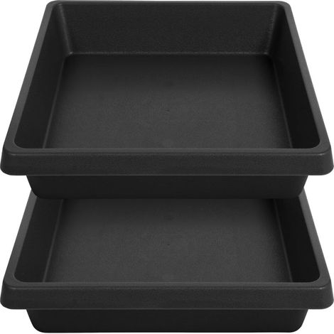 Set di 2 sottovasi quadrati per piante, extra-profondi in plastica, per raccolta acqua, adatti a vasi da interno ed esterno
