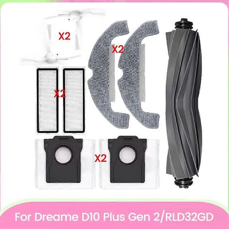 Teile: Hauptseitenbürste, Filter, Staubbeutel und Reinigungstuch für den Staubsauger Dreame D10 Plus Gen 2/RLD32GD (1/5)