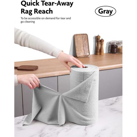 CCYKXA Grey Microfiber Cleaning Cloths 50 Pack Tear-Off Microfiber Cloth Roll, Reusable Lint-Free Cleaning Wipes 30x30cm