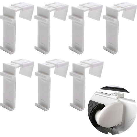 Lot de 6 supports de serrage sans perçage - Supports à clipser et coller - Pour stores enrouleurs fenêtre en bois PVC ailes de porte rouleau latéral - Blanc (1/5)