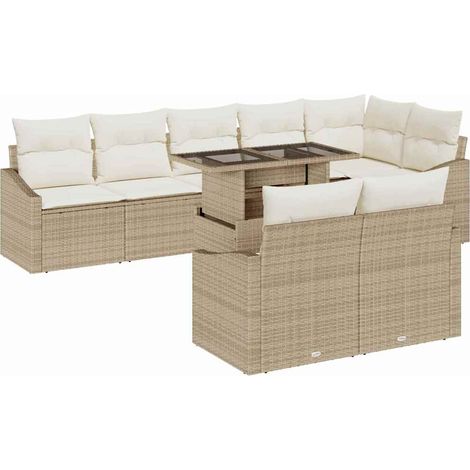 Maison Exclusive - Gartensofa-set mit Kissen 9 pcs Beige und Crem