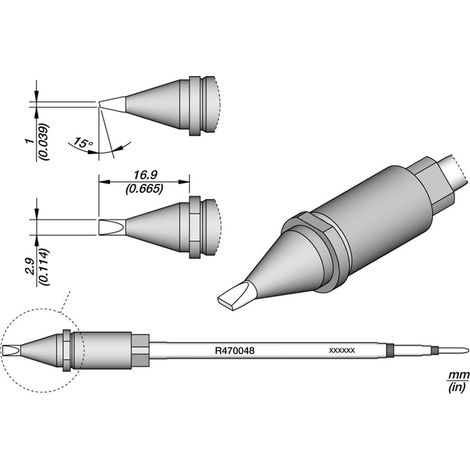 Pointe à souder série R470, forme biseautée (1/2)