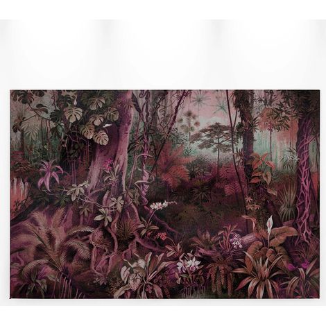 Tableau jungle mauve & rose pour bureau | Tableau tropical forêt idéal chambre adulte & couloir | Tableau sur toile exotique 0,9 x 0,6 m (1/5)