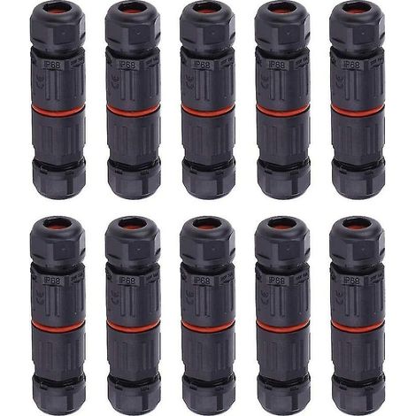Online Store - 10 connecteurs de câble étanches IP68 femelles à 3 broches, connecteurs de fil étanches pour prises de courant extérieures (1/5)