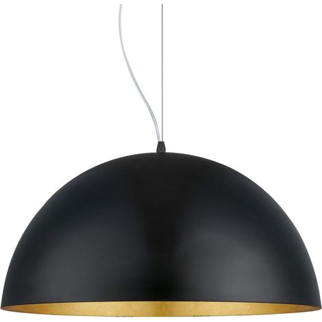 Eglo Lampada a sospensione Gaetano 1, lampada a sospensione uno punto luce, lampada a sospensione in acciaio, nero, oro, attacco E27, diametro 53 cm (1/4)