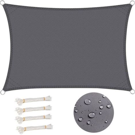Rechteckiges Sonnensegel 3x4 m, wasserdicht, 93% UV-beständig, winddicht, grau (1/5)