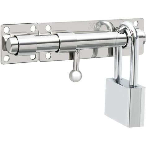 Serratura per porta esterna con foro per lucchetto, finitura cromata in acciaio inox