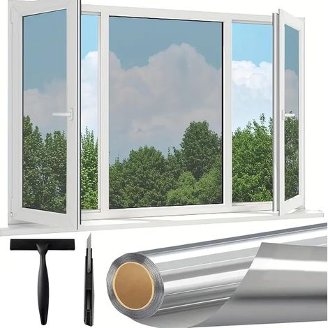 Film de protection solaire pour fenêtre - Protection contre la chaleur - Pour l'intérieur ou l'extérieur - Film de protection solaire autocollant UV - Sans résidus - 60 x 400 cm (1/5)