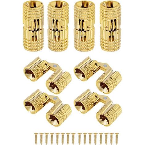 Ensemble de 8 charnières cylindriques de 8 mm (charnières à 180 degrés) avec vis, pour boîtes et armoires en bois - JBMEDIA (1/4)