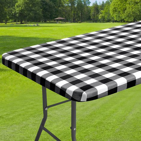 Nappe Rectangulaire Vichy Noir et Blanc Nappe Plastique Imperméable (1/5)