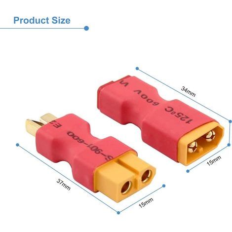 4 Pièces XT60 Femelle à Mâle Deans T Connecteur Adaptateur sans Fils RC LiPo Connecteurs de Batterie (1/5)
