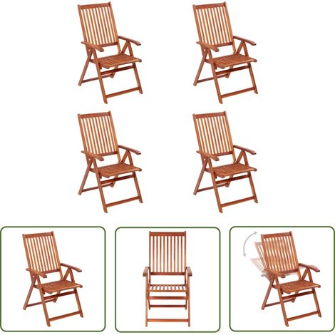 INLIFE Chaises pliables de jardin 4 pcs Bois d'acacia solide (1/5)