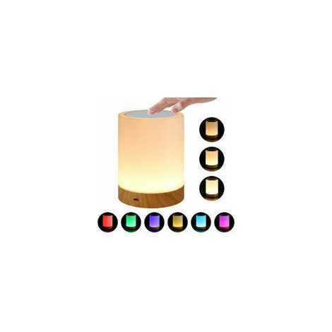 Lampe de chevet LED intelligente, 3 niveaux de luminosité, lampe de chevet multicolore avec fonction minuterie, commande tactile, starlight (1/5)