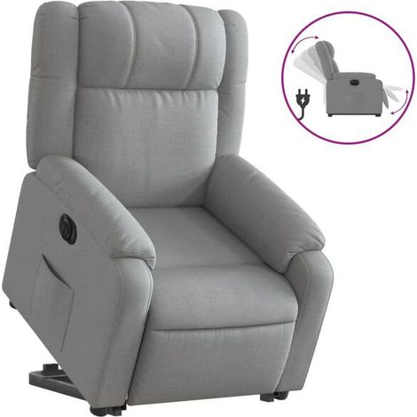 Fauteuil inclinable électrique en tissu gris clair (1/5)