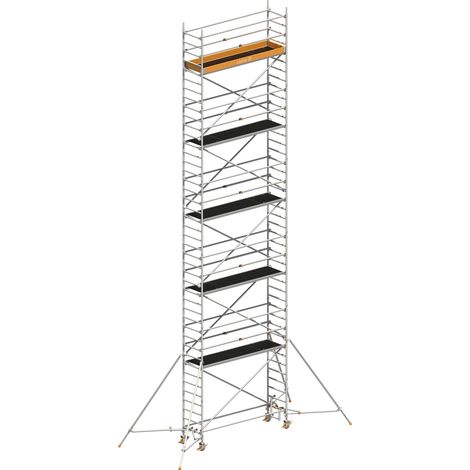 Layher Rollgerüst Uni Standard P2 mit Uni Telegeländer und ausziehbaren Gerüststützen 12,20m AH (1/3)