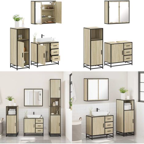 vidaXL Ensemble de meubles de salle de bain 3 pcs chêne sonoma (1/5)