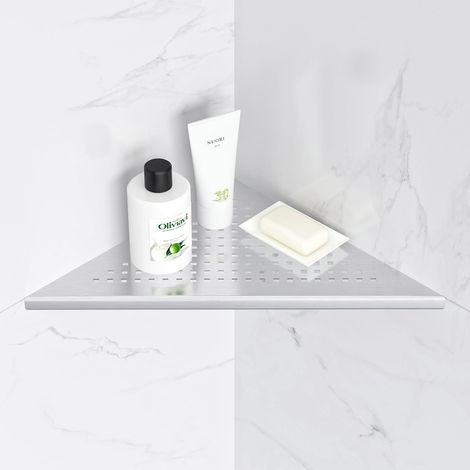 Étagère de coin pour douche en acier inoxydable - Étagère de salle de bain - Serviteur de douche - Rangement - Carreaux encastrés pour salle de bain et cuisine (1/5)