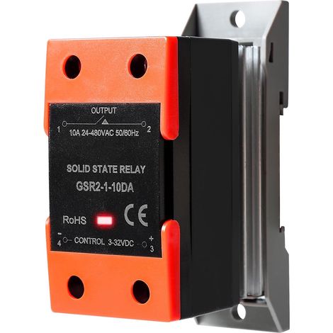 Relais statique solide 12V 230V Petit relais semi conducteur monophasé SSR Relais CC 3-32V CA 24-480V GSR2 10A (avec dissipateur thermique). (1/5)