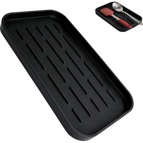 Kitchen Spoon Rest, Functional Silicone Utensil Holder, Kitchen Utensil Rest for Countertop, Cooktop and Dining Table – Black (1/5)