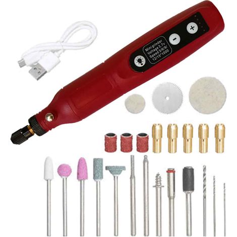 mini taladro rotativo inalámbrico, 5 velocidades, anillo LED, batería de 2000 mAh, para grabado y pulido. (1/5)