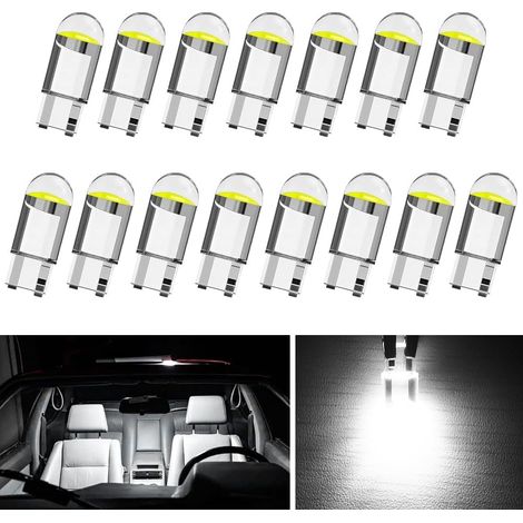 Lot de 15 Ampoules T10 W5W 12V 5W 6000K Blanc Diamant – Feux de position, éclairage intérieur, plaque d’immatriculation, porte, coffre, lecture – Douille en verre (1/5)