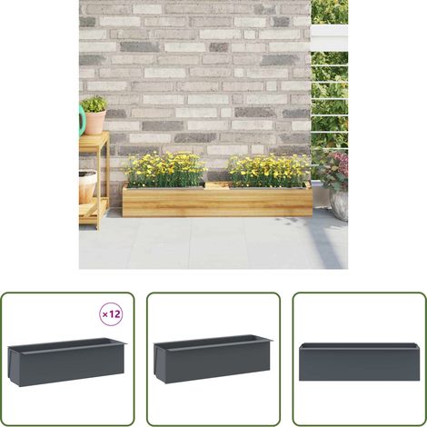 Blumenkästen für Paletten -  Pflanzkasten für Europaletten 12 Stk. Grau 36x13,5x9,5 cm PP (1/5)