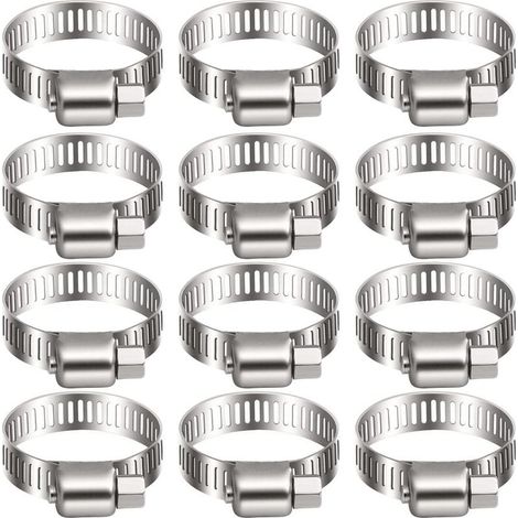 12 collier de serrage tuyau arrosage en acier inoxydable,collier serflex inox 16 25mm,metal serre flex serrage pour tuyau d'engrenage conduits de carburant plomberie automobile piscine (1/5)