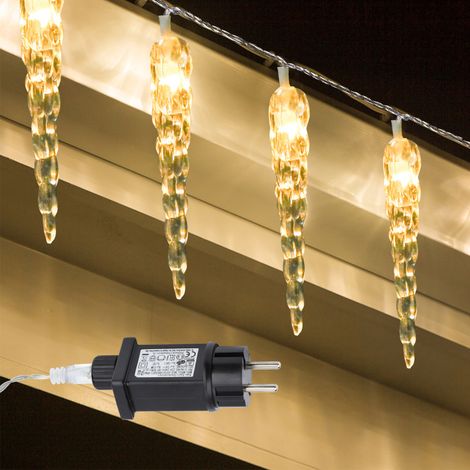 SWANEW Guirlande Noel Exterieur. 10 m 40 LED Lumières de Stalactite Glaçons. Guirlande Lumineuse blanc chaud avec 8 Modes D'éclairage. IP44 étanche. (1/5)