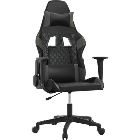 Silla gaming de masaje cuero sintético negro y gris vidaXL