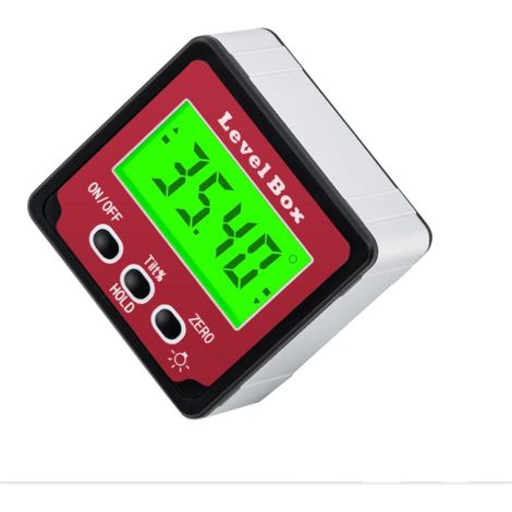 Inclinomètre Numérique Rapporteur 4 x 90°, Rapporteur d'Angle Numérique, Jauge de Biseau avec Base Magnétique, Écran LCD et Rétroéclairage, Inclinomèt