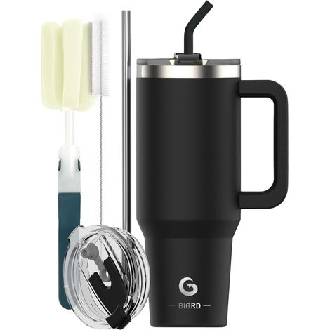 Bicchiere termico Thermos acciaio con cannuccia nero 1182 ml (1/5)