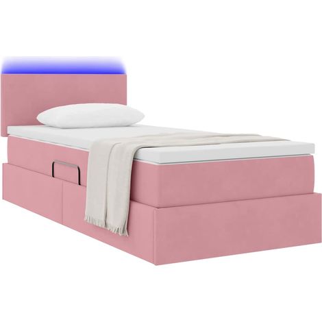 Maison Exclusive - Letto con contenitore LED e materasso Rosa 90 x 200 cm Velluto