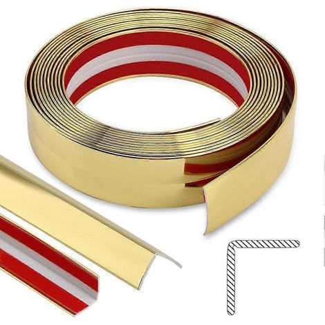 Moulure décorative multifonctionnelle brillante, autocollante, pour coins intérieurs et extérieurs, dorée. (1/5)