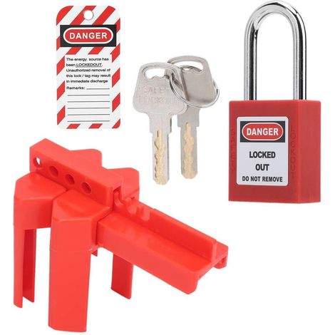 Vorhängeschloss-Kit mit Schlüsselbund, Rot, Kunststoff & Metall, Industriell