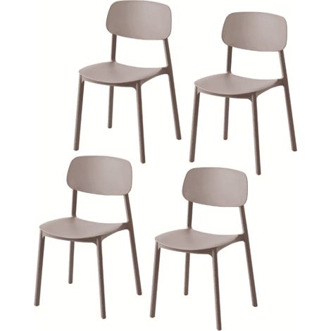 Kit 4 sedie polipropilene cucina bar ristorante sedia interno esterno tortora 733k (1/2)