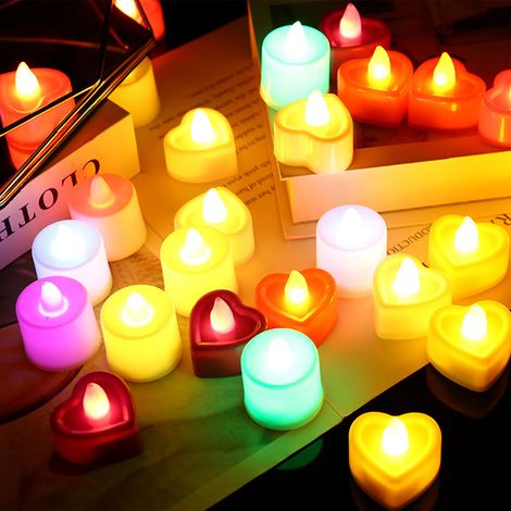 Lot de 24 bougies électroniques LED, bougies créatives pour mariages et anniversaires, accessoires de décoration, bougies blanches rondes. (1/5)