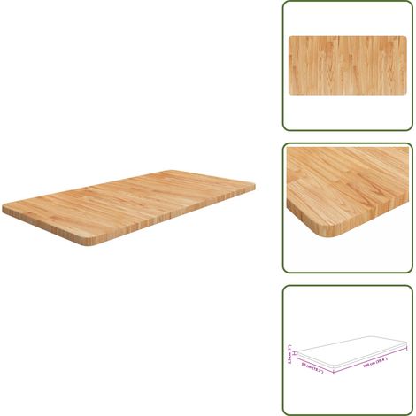 Waschtischplatte Hellbraun 100x50x2,5 cm Massivholz Behandelt - Waschtischplatte - Eichenholzarbeitsplatte - Badarbeitsplatte - Tischplatte - Möbelersatzteil (1/5)