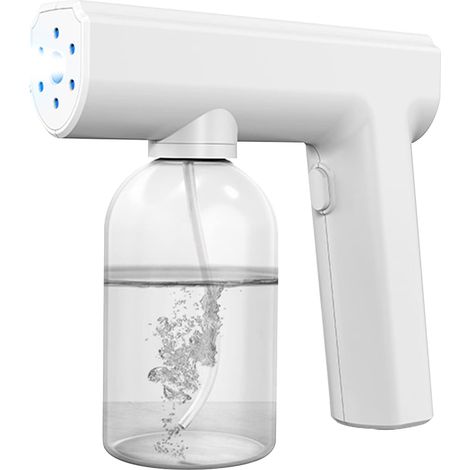 MINKUROW Pistola a spruzzo - Pistola a spruzzo per disinfezione a nano atomizzazione wireless da 300 ml Fogger per sterilizzazione a vapore a luce blu (bianco) (1/5)
