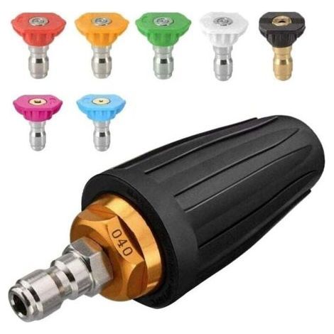 Buse turbo pour nettoyeur haute pression, buse rotative et 7 pointes, raccord rapide 1/4', 4000 Psi, Noir, (406689), kit jet pour nettoyeur haute pression, rotabuse haute pression (1/5)